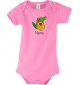 Baby Body mit tollen Motiven inkl Ihrem Wunschnamen Krokodil, Farbe rosa, Größe 12-18 Monate