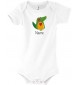 Baby Body mit tollen Motiven inkl Ihrem Wunschnamen Krokodil, Farbe weiss, Größe 12-18 Monate