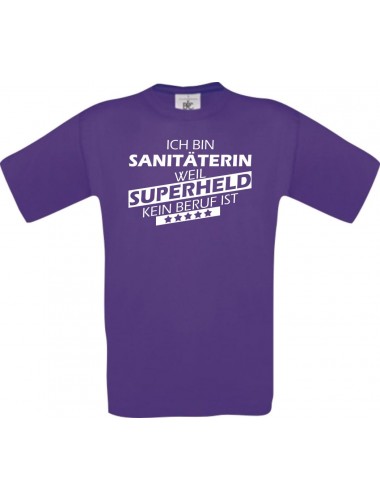 Männer-Shirt Ich bin Sanitäterin, weil Superheld kein Beruf ist, lila, Größe L