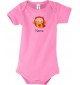 Baby Body mit tollen Motiven inkl Ihrem Wunschnamen Eule, Farbe rosa, Größe 12-18 Monate