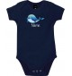 Baby Body mit tollen Motiven inkl Ihrem Wunschnamen Delfin, Farbe blau, Größe 12-18 Monate