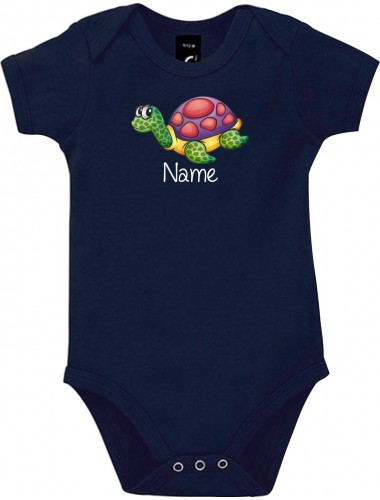 Baby Body mit tollen Motiven inkl Ihrem Wunschnamen Schildkröte, Farbe blau, Größe 12-18 Monate