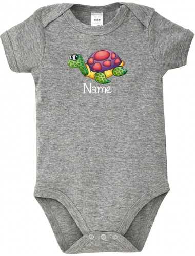 Baby Body mit tollen Motiven inkl Ihrem Wunschnamen Schildkröte, Farbe grau, Größe 12-18 Monate