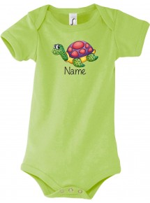 Baby Body mit tollen Motiven inkl Ihrem Wunschnamen Schildkröte, Farbe gruen, Größe 12-18 Monate