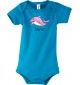 Baby Body mit tollen Motiven inkl Ihrem Wunschnamen Delfin, Farbe hellblau, Größe 12-18 Monate
