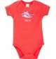 Baby Body mit tollen Motiven inkl Ihrem Wunschnamen Delfin, Farbe rot, Größe 12-18 Monate