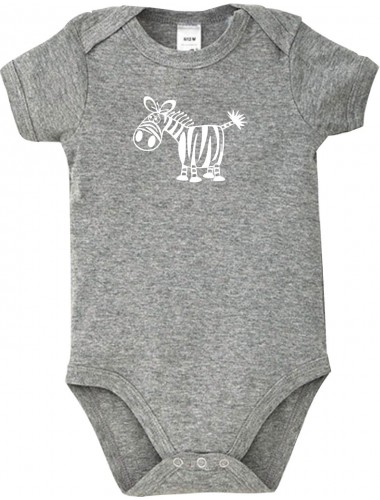 Baby Body Tiere Zebra, grau, 3-6 Monate