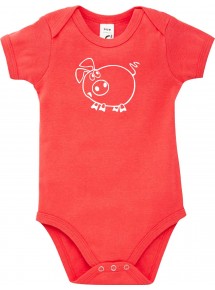 Baby Body Tiere Schwein Sau Ferkel, rot, 3-6 Monate