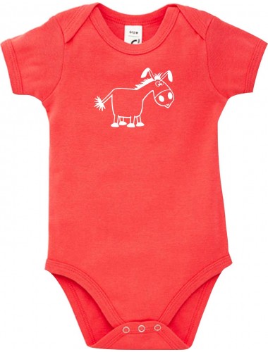 Baby Body Tiere Esel, rot, 3-6 Monate