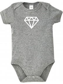 Kids Baby Body mit tollem Motiv Diamant, grau, 12-18 Monate