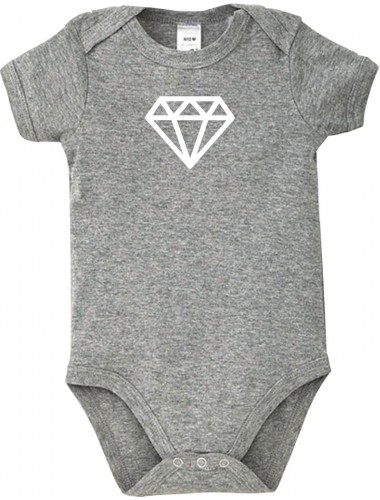 Kids Baby Body mit tollem Motiv Diamant, grau, 12-18 Monate