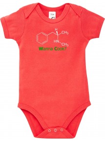 Süßer Baby Body Wanna Cook Srukturformel, Farbe rot, Größe 12-18 Monate