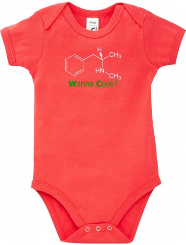 Süßer Baby Body Wanna Cook Srukturformel, Farbe rot, Größe 12-18 Monate