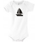 Cooler Baby Body Seegelboot, Jolle, Skipper, Kapitän, kult, Farbe weiss, Größe 12-18 Monate