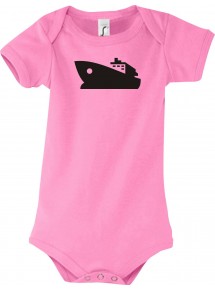 Cooler Baby Body Yacht, Boot, Skipper, Kapitän, kult, Farbe rosa, Größe 12-18 Monate