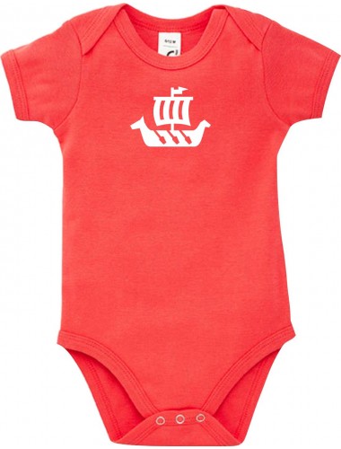 Cooler Baby Body Winkingerschiff,Skipper, Kapitän, kult, Farbe rot, Größe 12-18 Monate