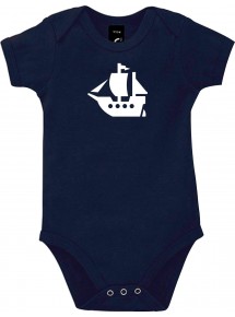 Cooler Baby Body Seegelyacht, Boot, Skipper, Kapitän, kult, Farbe blau, Größe 12-18 Monate