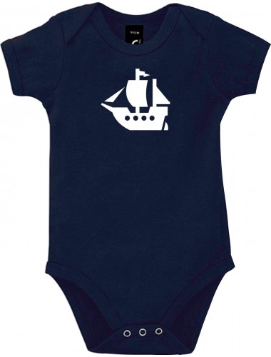 Cooler Baby Body Seegelyacht, Boot, Skipper, Kapitän, kult, Farbe blau, Größe 12-18 Monate
