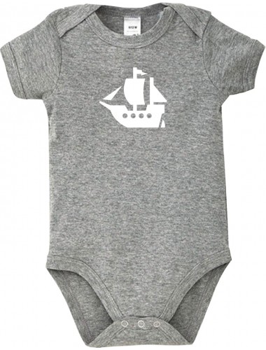 Cooler Baby Body Seegelyacht, Boot, Skipper, Kapitän, kult, Farbe grau, Größe 12-18 Monate