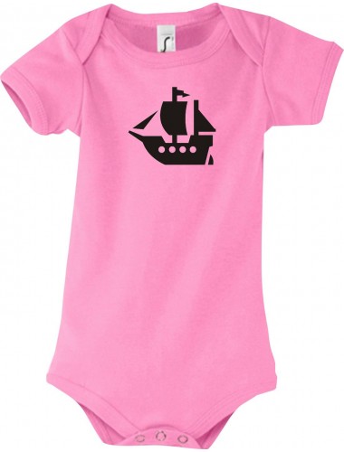 Cooler Baby Body Seegelyacht, Boot, Skipper, Kapitän, kult, Farbe rosa, Größe 12-18 Monate