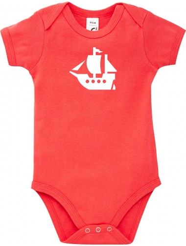 Cooler Baby Body Seegelyacht, Boot, Skipper, Kapitän, kult, Farbe rot, Größe 12-18 Monate