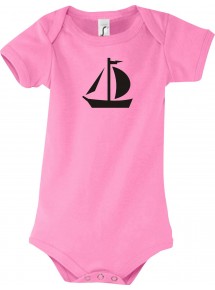 Cooler Baby Body Seegelboot, Jolle, Skipper, Kapitän, kult, Farbe rosa, Größe 12-18 Monate