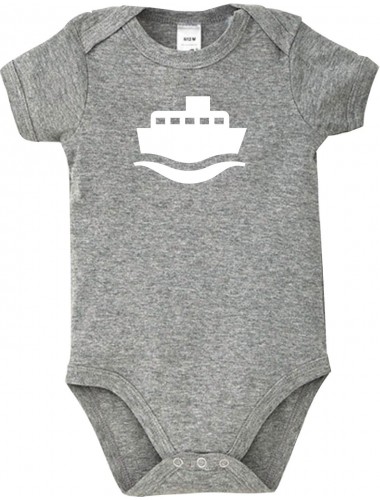 Cooler Baby Body Frachter, Übersee, Skipper, Kapitän, kult, Farbe grau, Größe 12-18 Monate