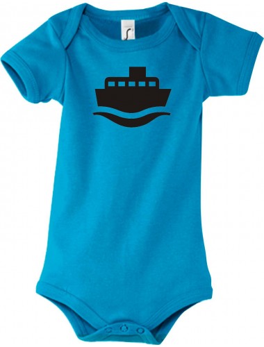 Cooler Baby Body Frachter, Übersee, Skipper, Kapitän, kult, Farbe hellblau, Größe 12-18 Monate