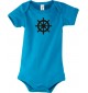 Cooler Baby Body Steuerrad, Boot, Skipper, Kapitän, kult, Farbe hellblau, Größe 12-18 Monate