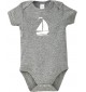 Cooler Baby Body Seegelboot, Jolle, Skipper, Kapitän, kult, Farbe grau, Größe 12-18 Monate