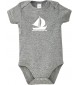 Cooler Baby Body Seegelboot, Jolle, Skipper, Kapitän, kult, Farbe grau, Größe 12-18 Monate