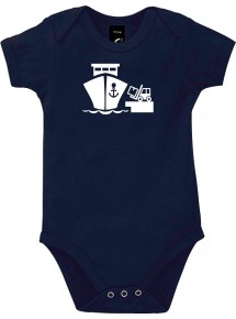 Cooler Baby Body Frachter, Übersee, Skipper, Kapitän, kult, Farbe blau, Größe 12-18 Monate
