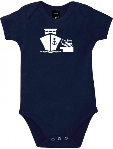 Cooler Baby Body Frachter, Übersee, Skipper, Kapitän, kult, Farbe blau, Größe 12-18 Monate