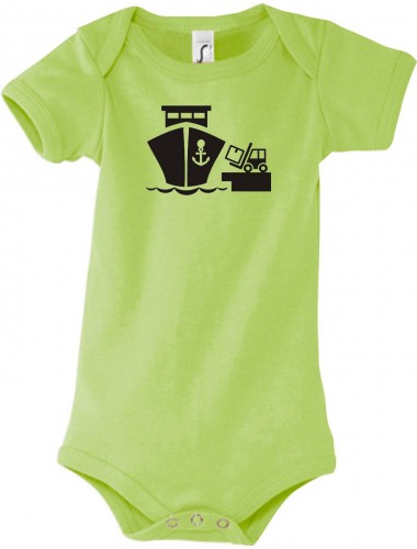 Cooler Baby Body Frachter, Übersee, Skipper, Kapitän, kult, Farbe gruen, Größe 12-18 Monate