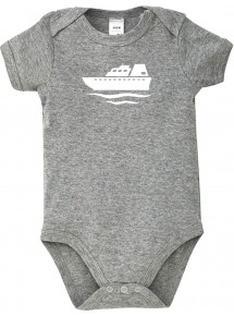 Cooler Baby Body Frachter, Übersee, Boot, Kapitän, kult, Farbe grau, Größe 12-18 Monate