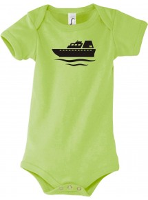 Cooler Baby Body Frachter, Übersee, Boot, Kapitän, kult, Farbe gruen, Größe 12-18 Monate