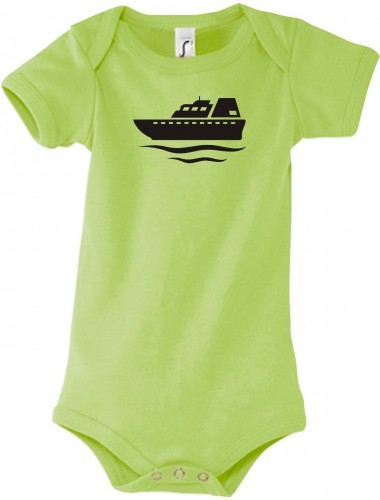 Cooler Baby Body Frachter, Übersee, Boot, Kapitän, kult, Farbe gruen, Größe 12-18 Monate