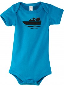 Cooler Baby Body Frachter, Übersee, Boot, Kapitän, kult, Farbe hellblau, Größe 12-18 Monate