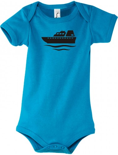 Cooler Baby Body Frachter, Übersee, Boot, Kapitän, kult, Farbe hellblau, Größe 12-18 Monate