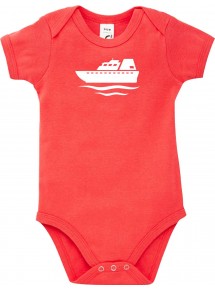 Cooler Baby Body Frachter, Übersee, Boot, Kapitän, kult, Farbe rot, Größe 12-18 Monate