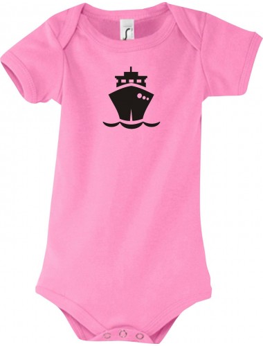 Cooler Baby Body Frachter, Übersee, Boot, Kapitän, kult, Farbe rosa, Größe 12-18 Monate