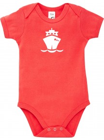Cooler Baby Body Frachter, Übersee, Boot, Kapitän, kult, Farbe rot, Größe 12-18 Monate