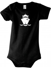 Cooler Baby Body Frachter, Übersee, Boot, Kapitän, kult, Farbe schwarz, Größe 12-18 Monate
