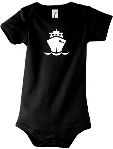 Cooler Baby Body Frachter, Übersee, Boot, Kapitän, kult, Farbe schwarz, Größe 12-18 Monate
