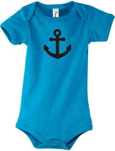 Cooler Baby Body Anker Boot Skipper Kapitän, kult, Farbe hellblau, Größe 12-18 Monate