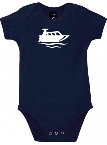 Cooler Baby Body Motorboot, Yacht, Boot, Kapitän, kult, Farbe blau, Größe 12-18 Monate