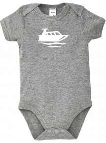 Cooler Baby Body Motorboot, Yacht, Boot, Kapitän, kult, Farbe grau, Größe 12-18 Monate
