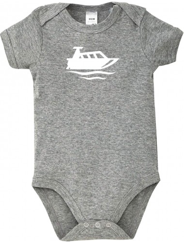 Cooler Baby Body Motorboot, Yacht, Boot, Kapitän, kult, Farbe grau, Größe 12-18 Monate