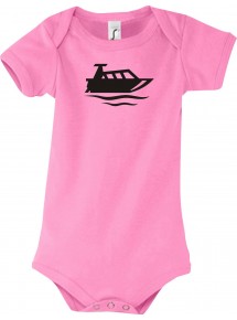 Cooler Baby Body Motorboot, Yacht, Boot, Kapitän, kult, Farbe rosa, Größe 12-18 Monate