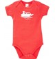 Cooler Baby Body Motorboot, Yacht, Boot, Kapitän, kult, Farbe rot, Größe 12-18 Monate